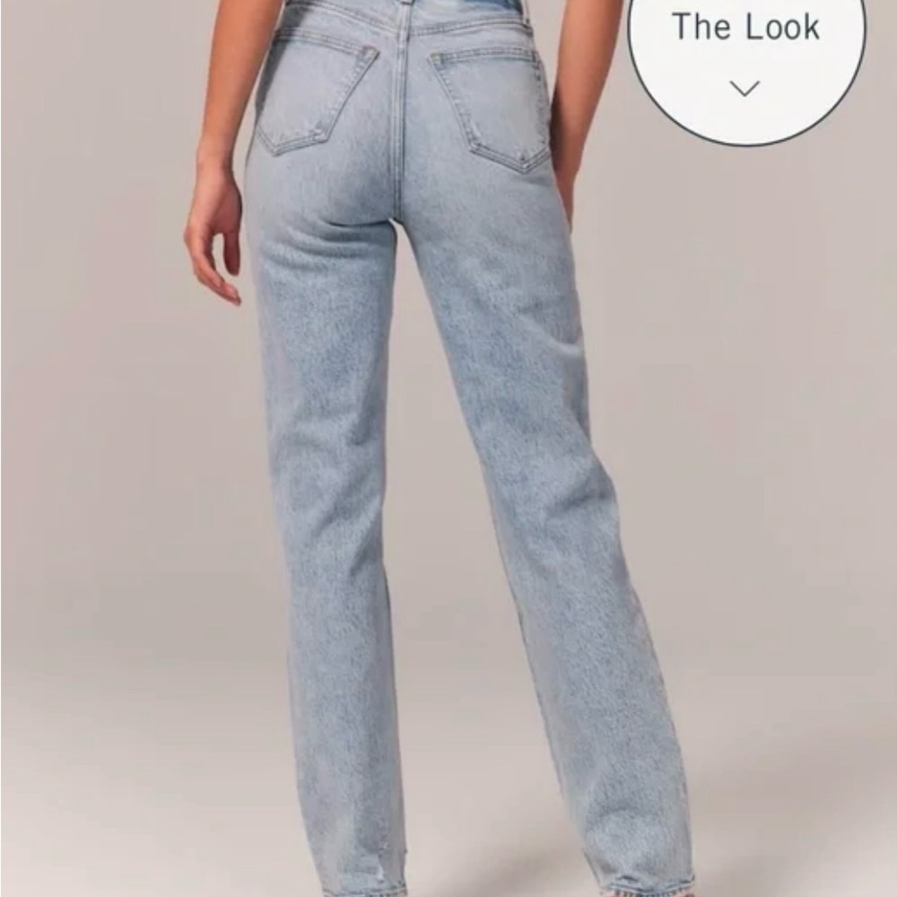 Abercrombie & Fitch Women's Pale Blue Straight Leg Jeans